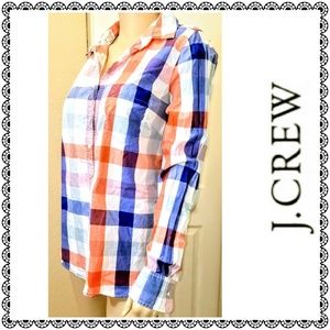 {J.Crew} salmon/blue classic popover shirt, sz 12